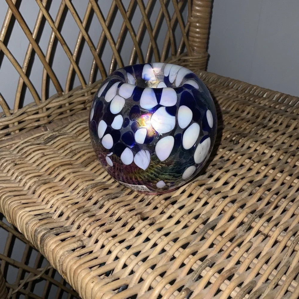 Art Glass CANDLE HOLDER Votive or‎ Tea Light MULTICOLOR 3